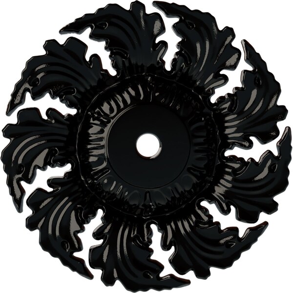 Ekena Millwork Needham Ceiling Medallion (Fits Canopies up to 4 1/4"), Hnd-Painted Black Pearl, 14 5/8"OD x 2 1/4"P CM14NEBPS - main